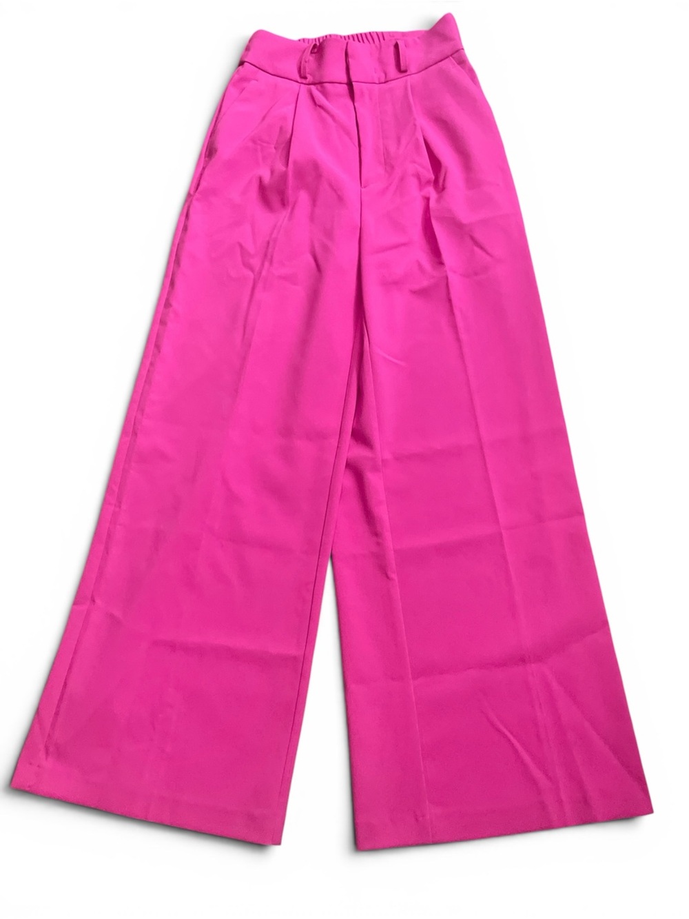 High-Waist Wide Leg Pants in Bright Fuchsia Pink inseam 28 waist 16